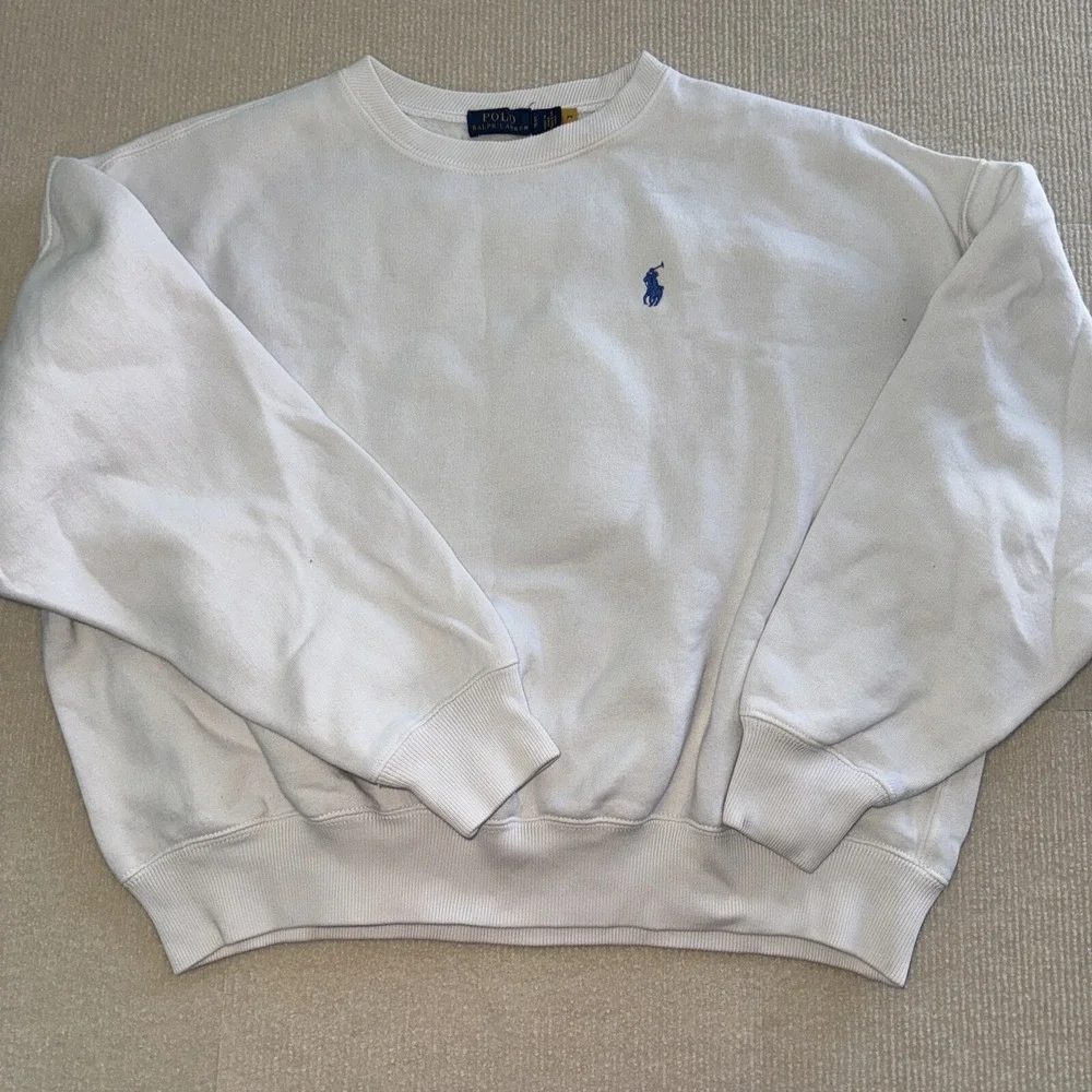 Polo Ralph Lauren Crewneck Sweatshirt Good Vibes Earth Heart Logo White Small - Picture 2 of 4